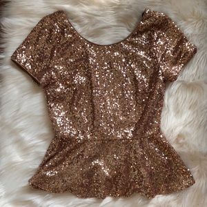 Gold Sequin Peplum Blouse